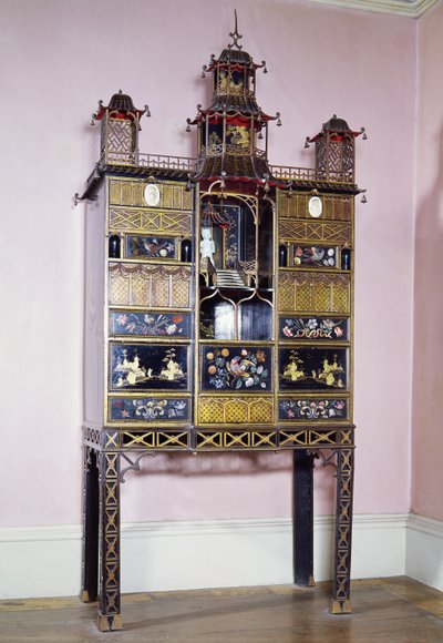 Gabinete de pagoda al estilo de Thomas Chippendale, laca europea de Unbekannt Unbekannt